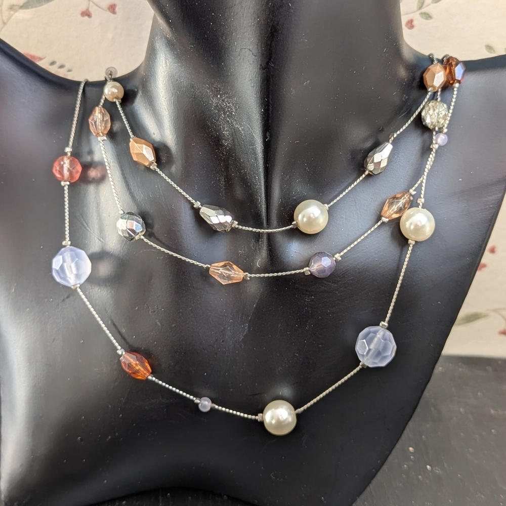 Lia Sophia Multi-Color Beaded 3 strand Necklace